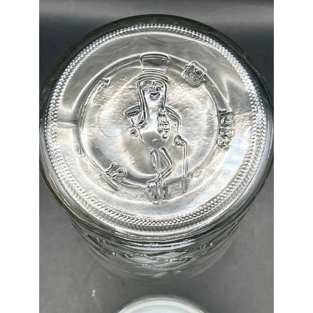 Vtg 1983 Mr. Peanut Glass Jar Canister with Lid Diamond Pattern Embossed 1983 8